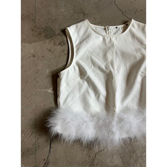 Vintage Top,  Feather Trim White, Box Top, Retro
Mid century Style - Picture 1 of 5